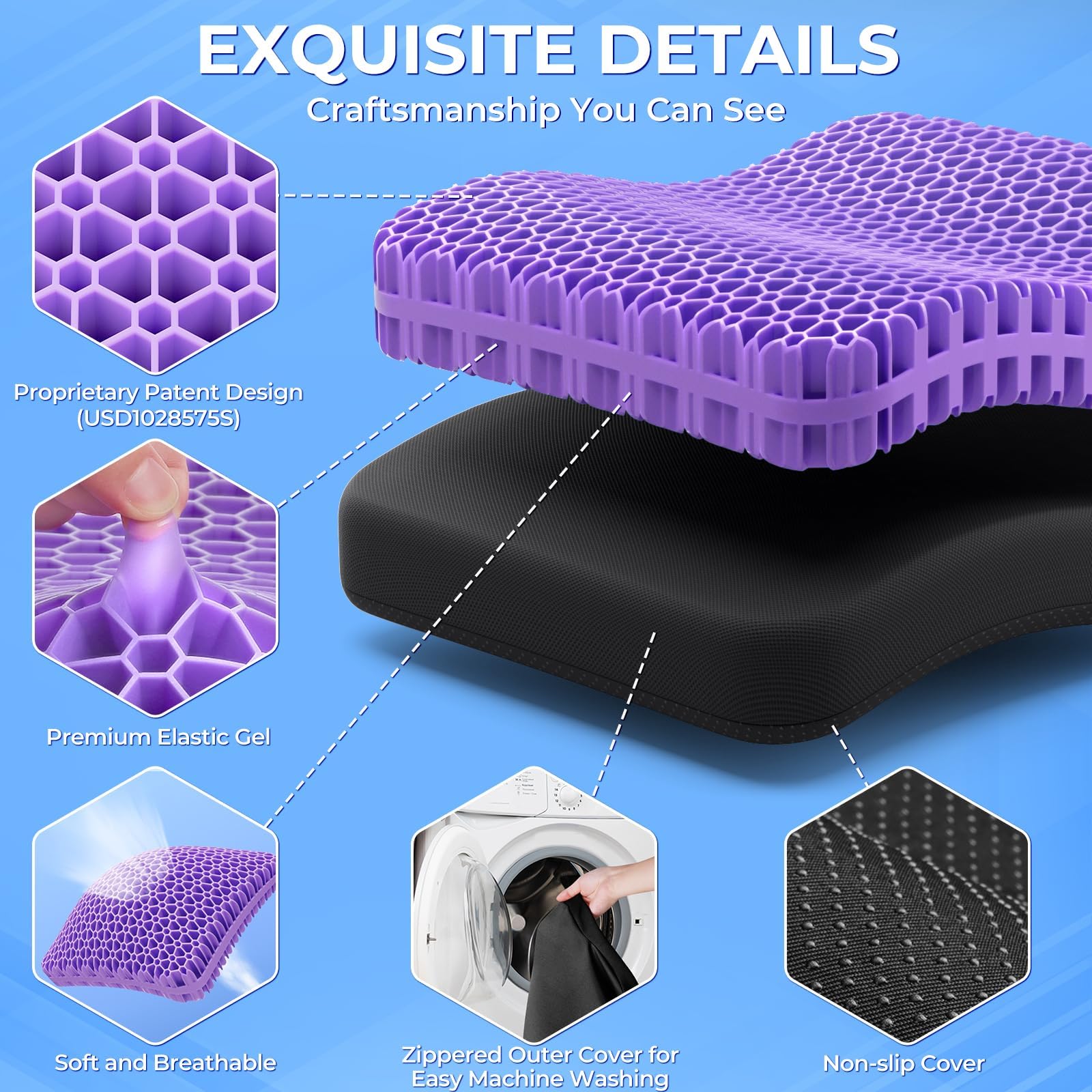 Non-slip bottom keeps cushion stable during use