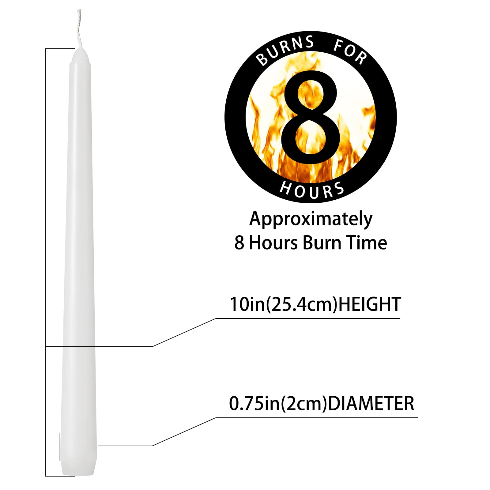 Dripless white taper candle by Tuyai close up