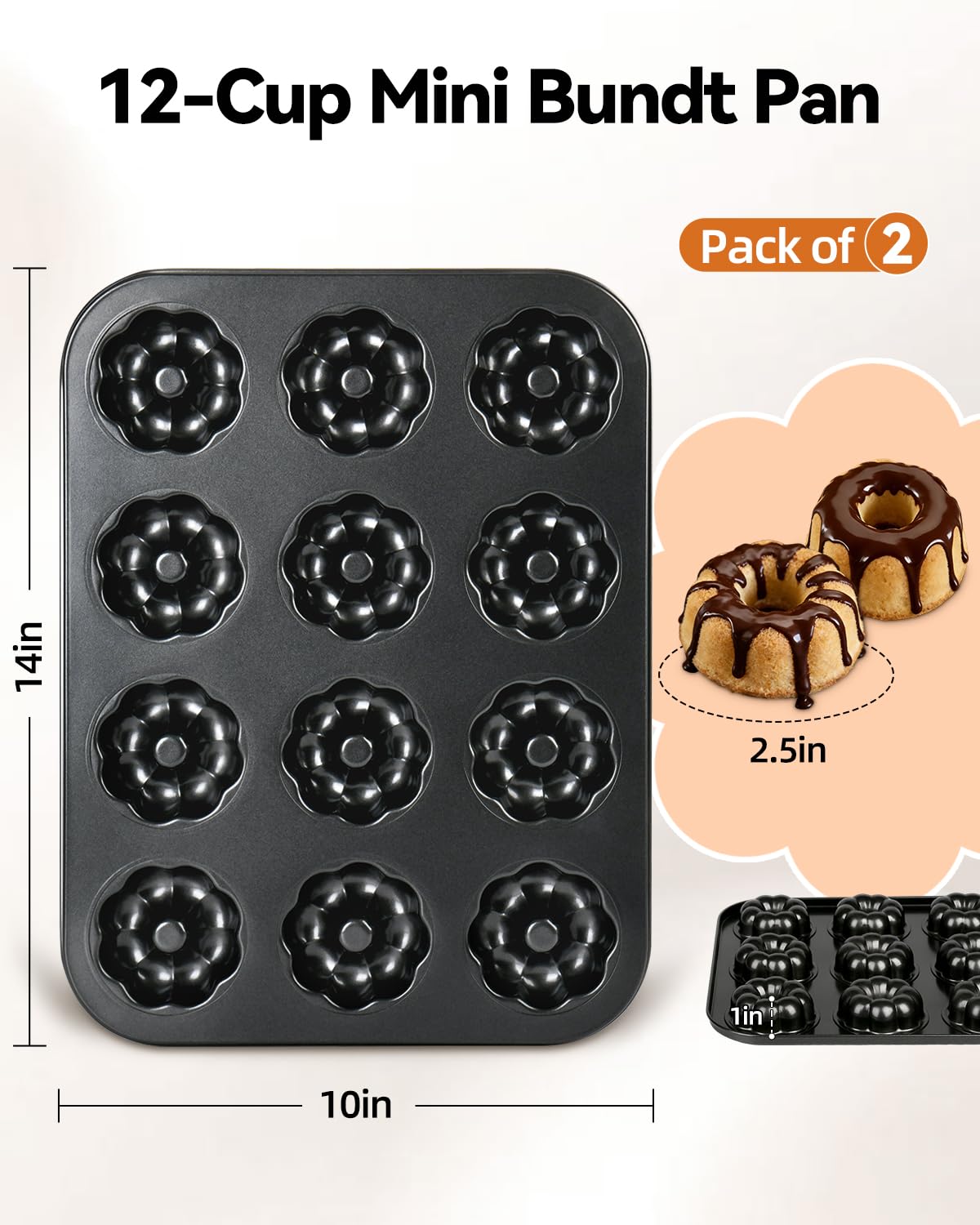 12 cavities nonstick Bundtlette mold