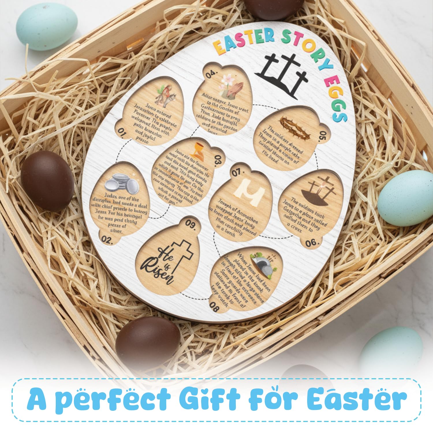 Children playing with wooden Easter eggs
