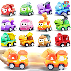 twelve-pack cartoon pull back cars for kids image