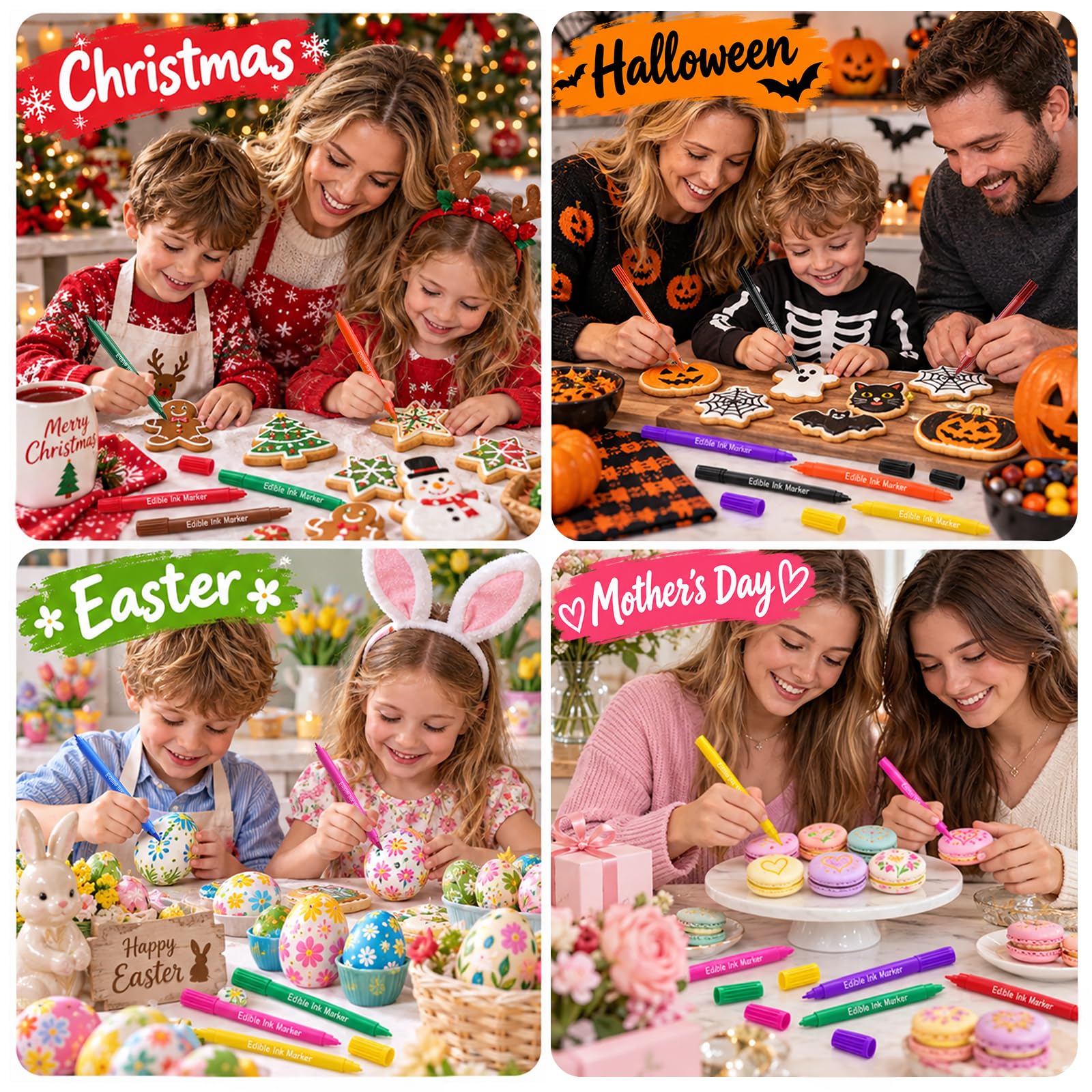 Twelve pack decorating marker set for food decorating
