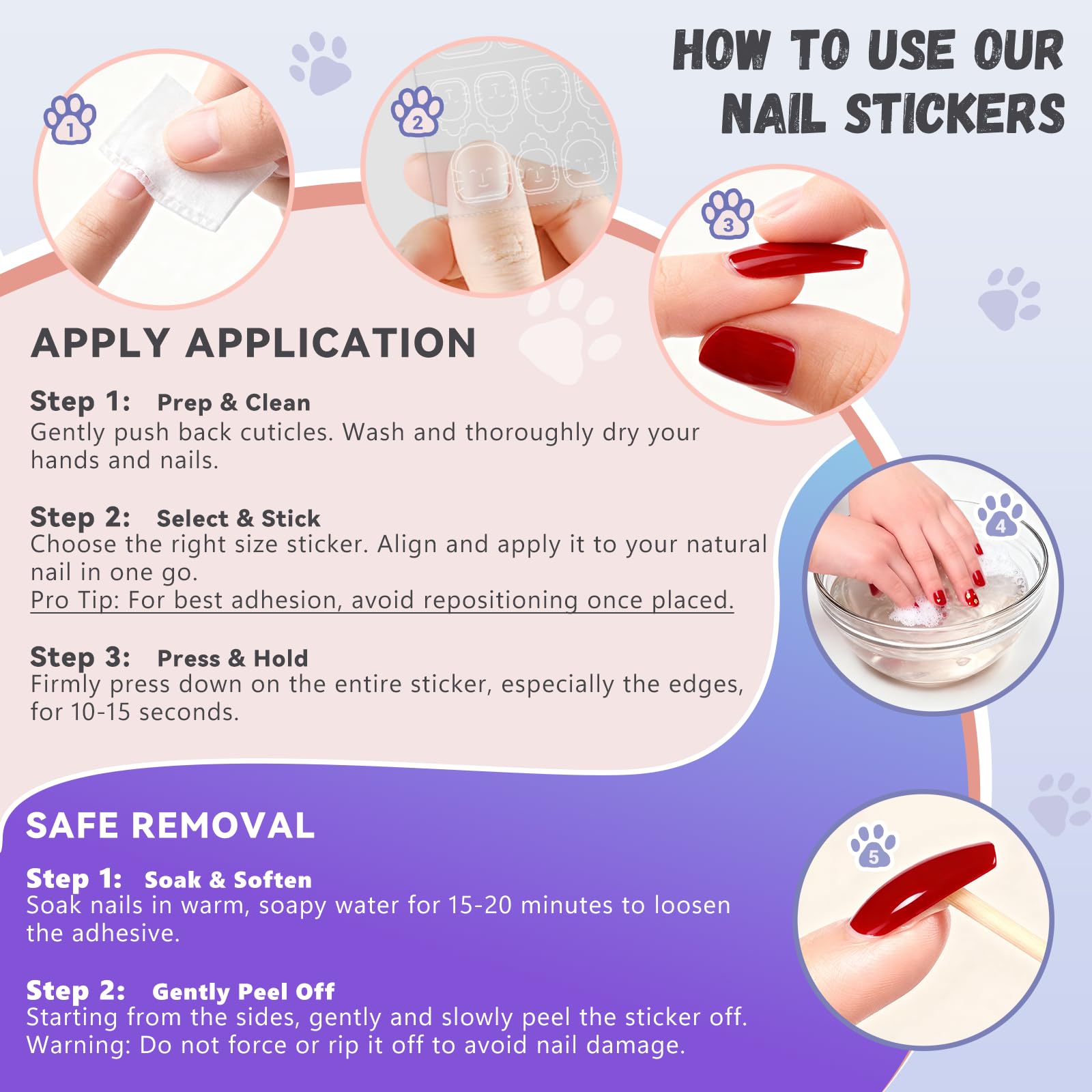 12 size variety of nail adhesive tabs for kids press on nails