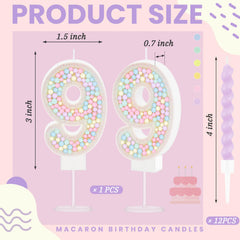 12 spiral macaron candles pastel colors for cake decoration