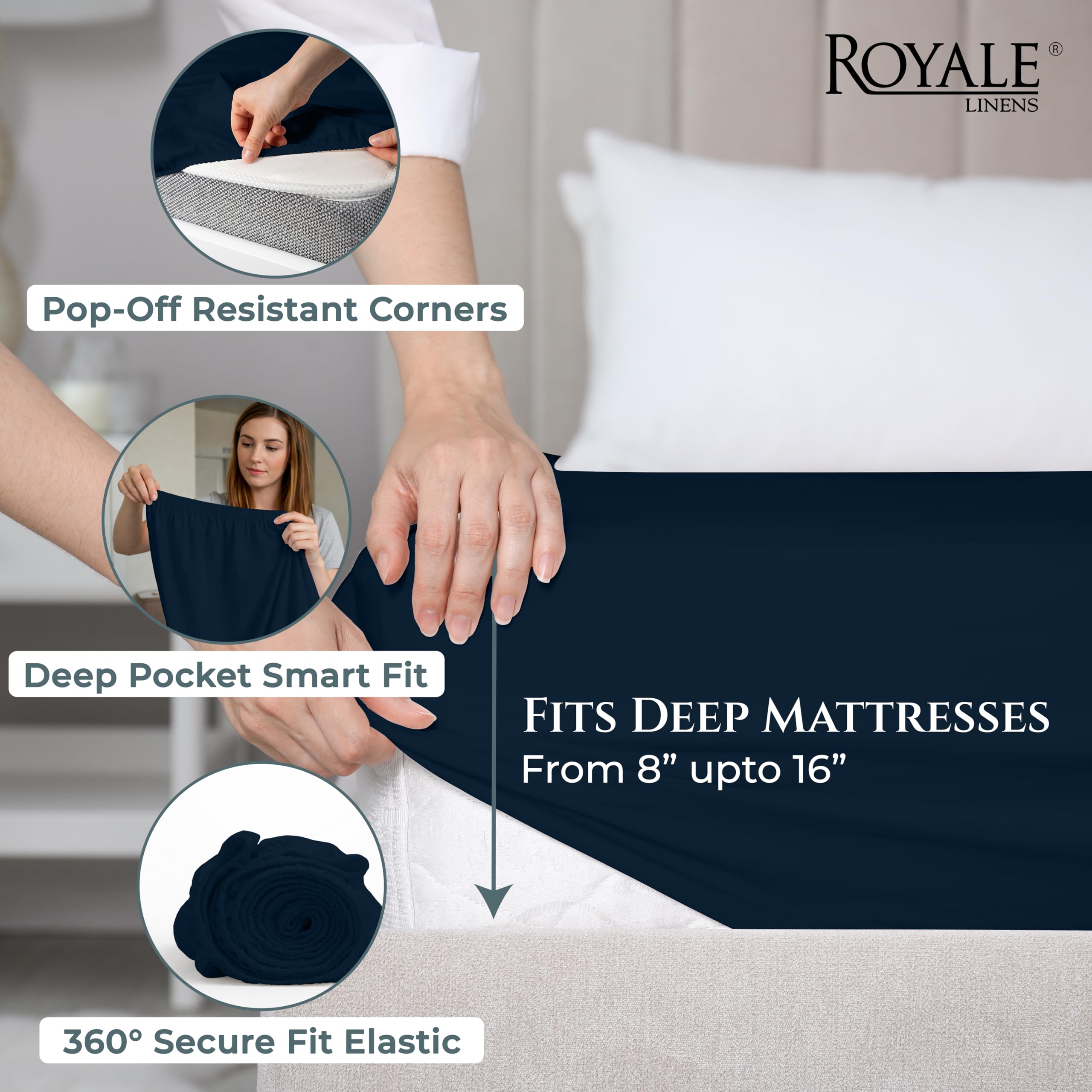 Twin fitted sheet Royale Linens navy 39x75