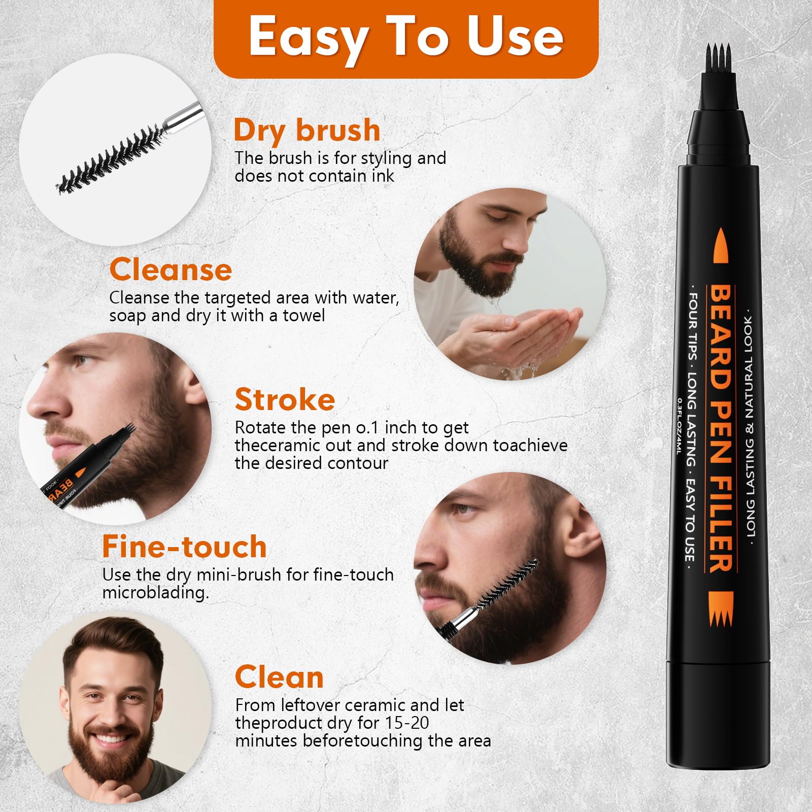 Mustache and beard outlining with beard pencil filler