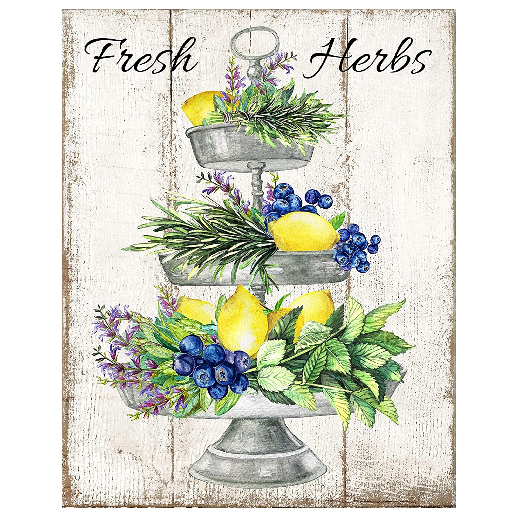 Twisted R Designs lemons and blueberries wall art 11x14 wrapped canvas