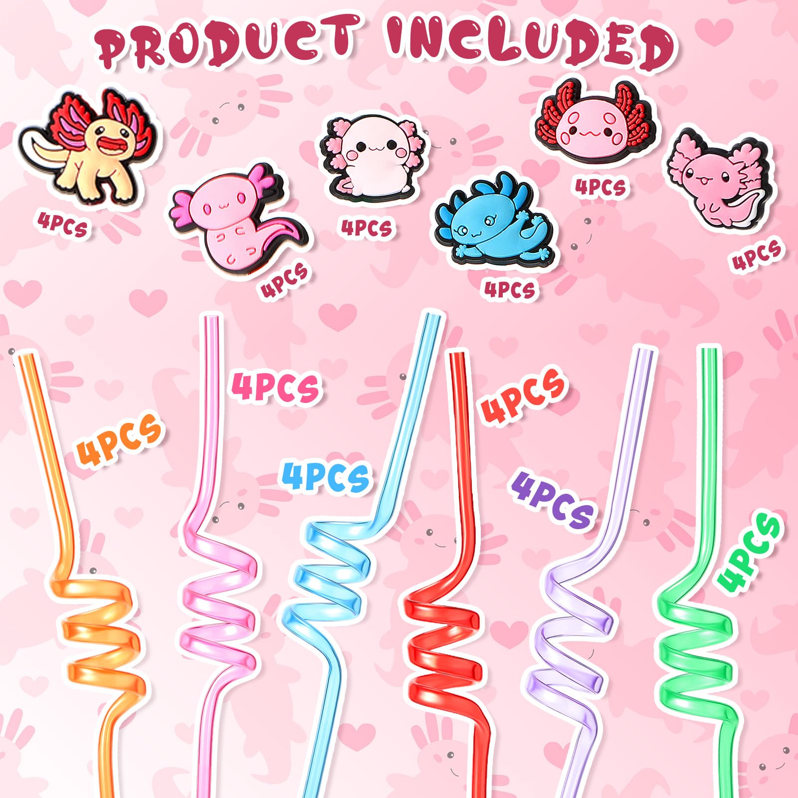 Twisty plastic straws 10.2 inches long and 0.23 inches diameter