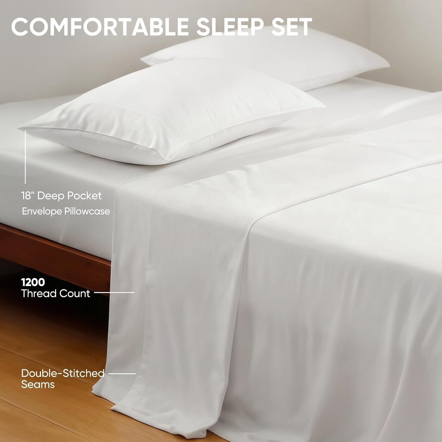 TWK envelope pillowcases king white from 4-piece kit