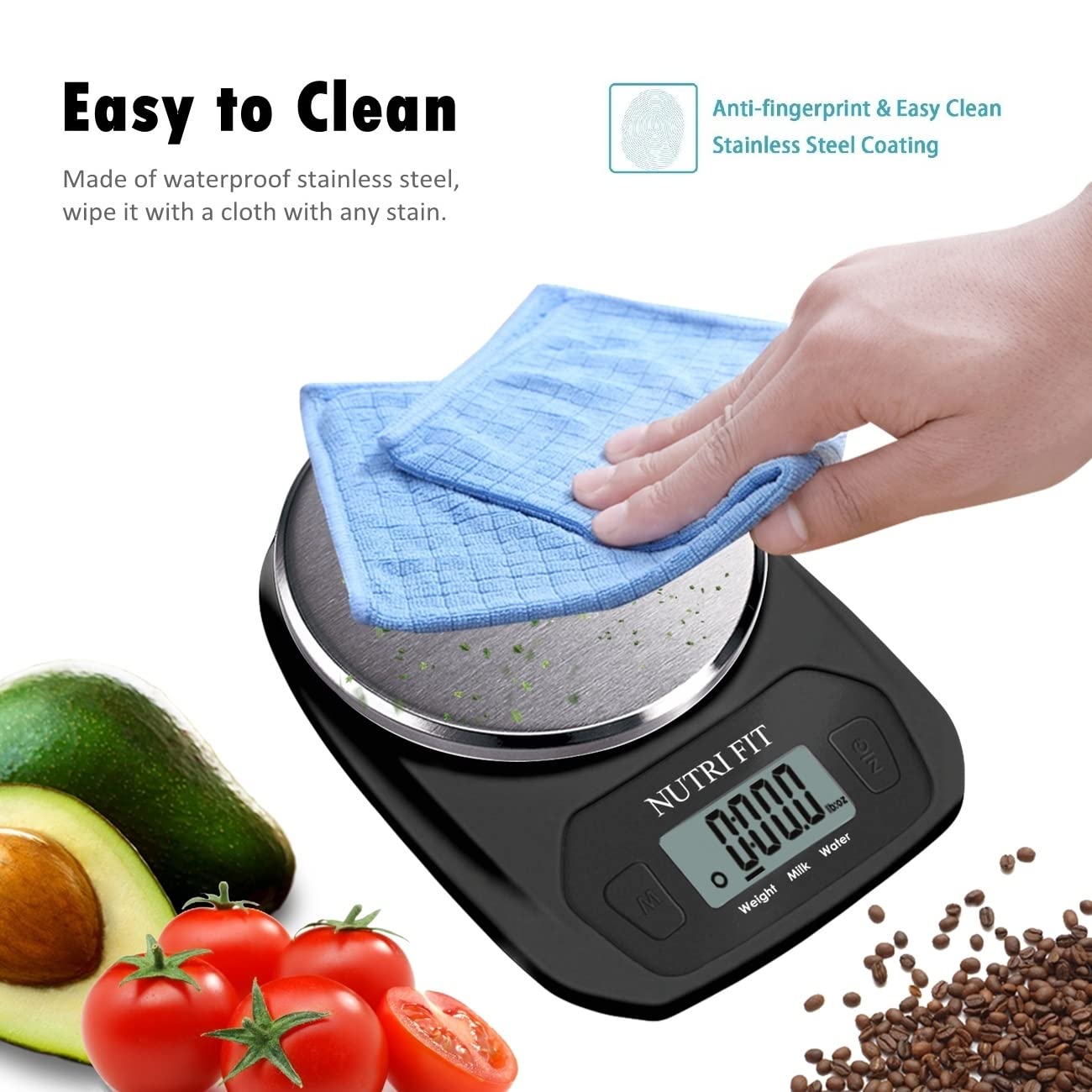Scale powered by two AAA batteries with auto-off feature