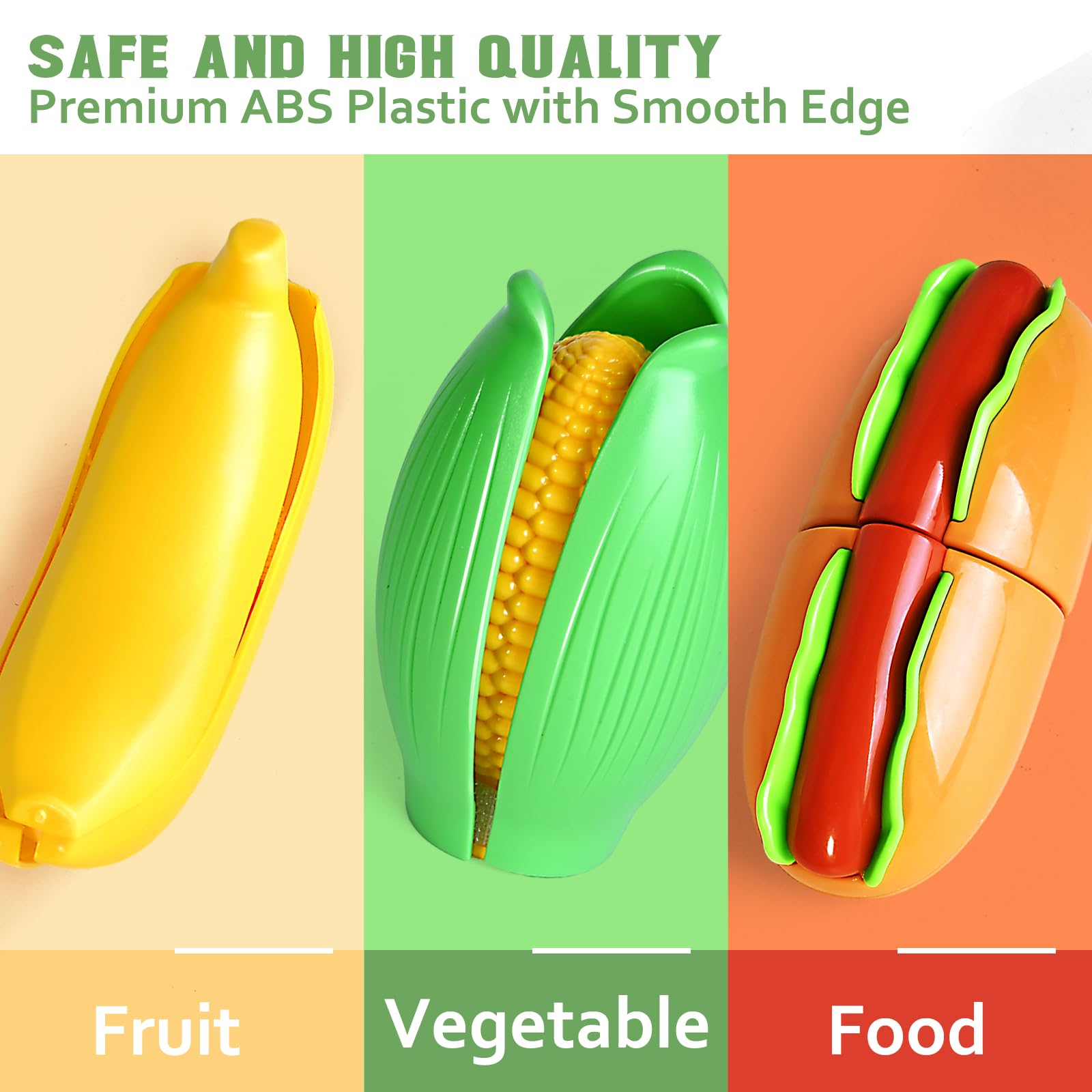 Toy knives and cutting boards with play food set