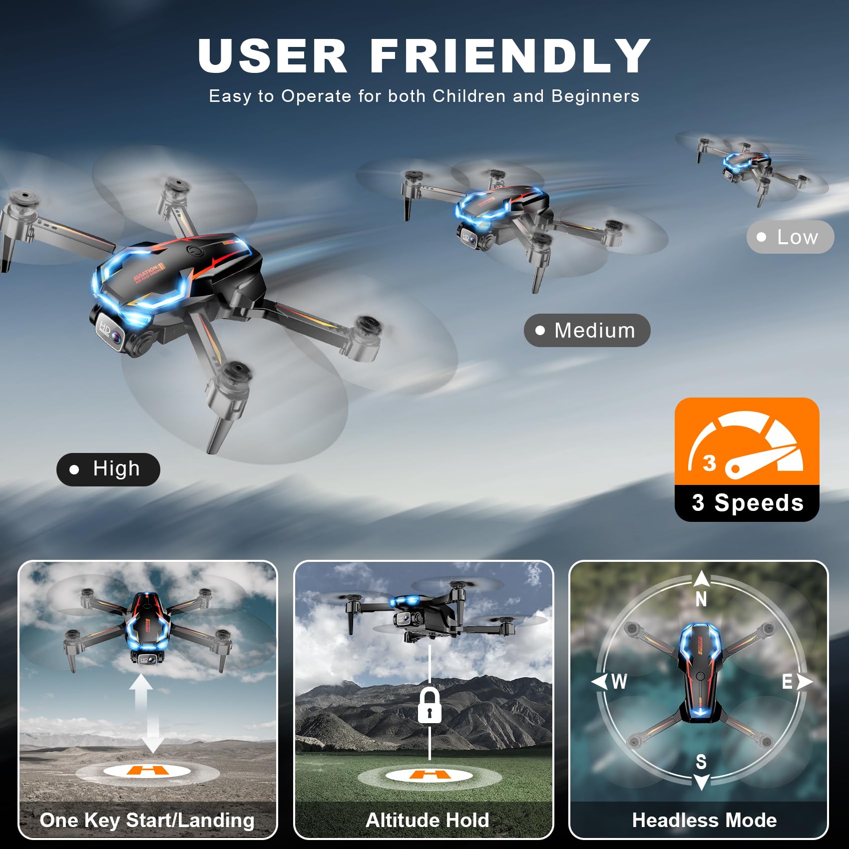 Loiley drone two batteries for up to 26 minutes flight