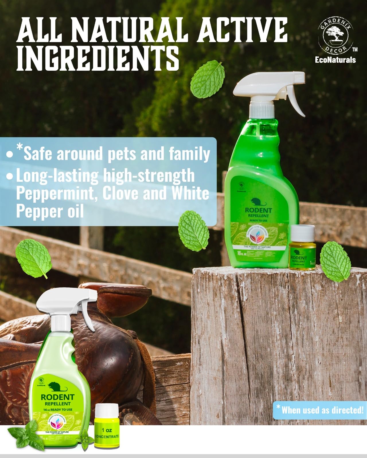 2 bottle value pack peppermint spray includes 16oz and 1oz concentrate