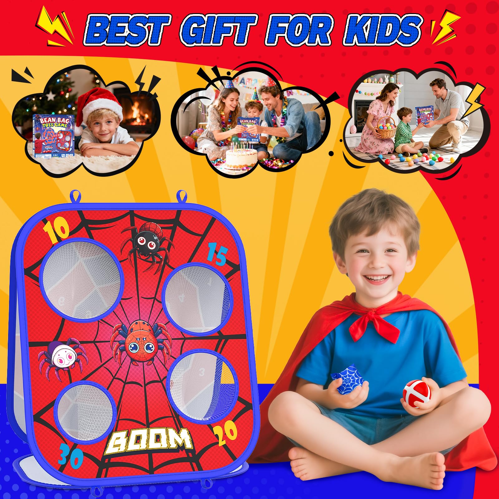 Two color bean bags and darts for competitive play