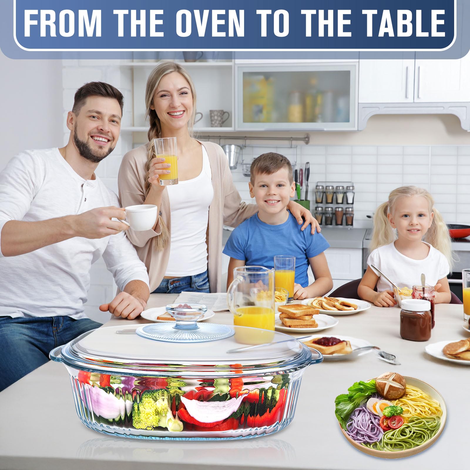 Casserole set for baking serving leftovers with lids