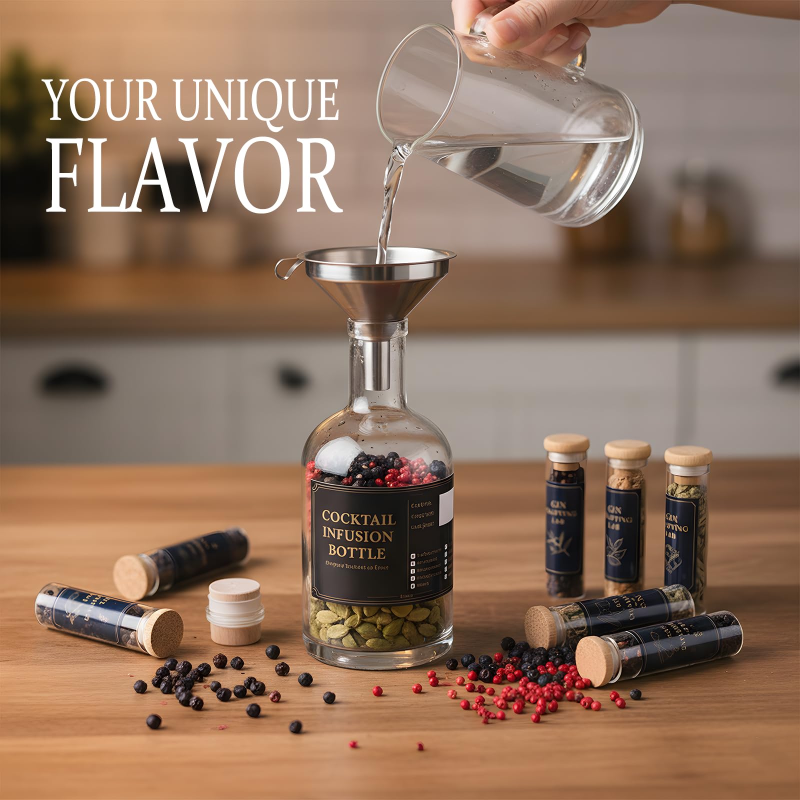 Two glass bottles included in kit