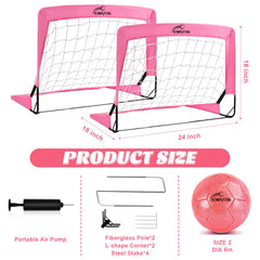 Two pink foldable goals for backyard play