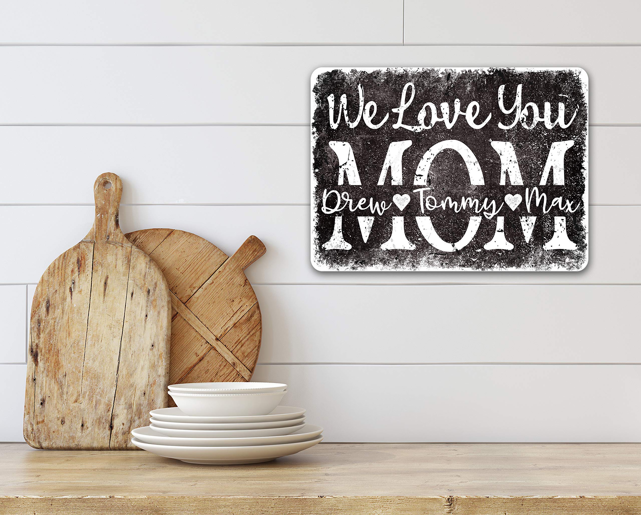 mothers day gift idea metal sign with kids names