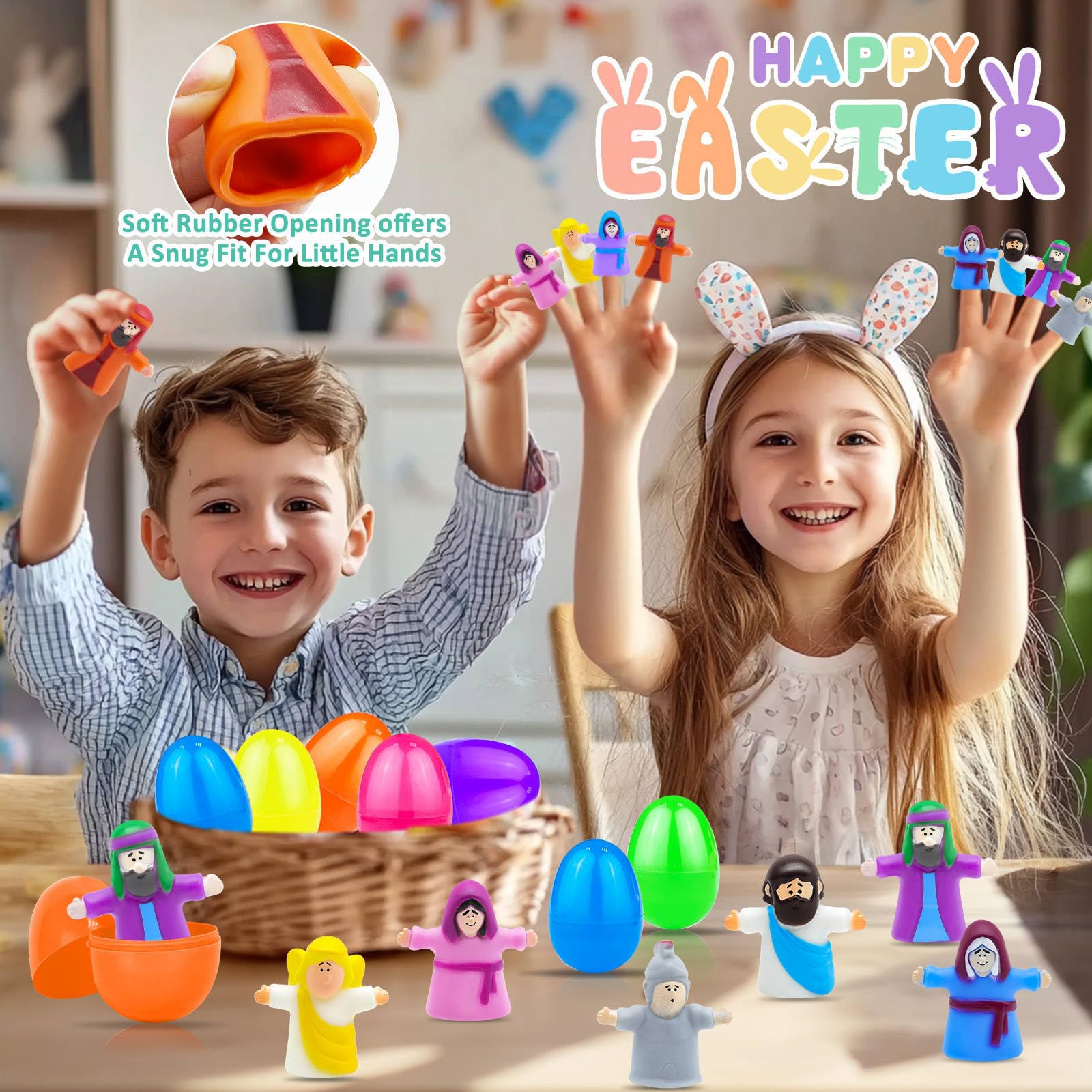 Finger puppets with bottom opening fits most fingers