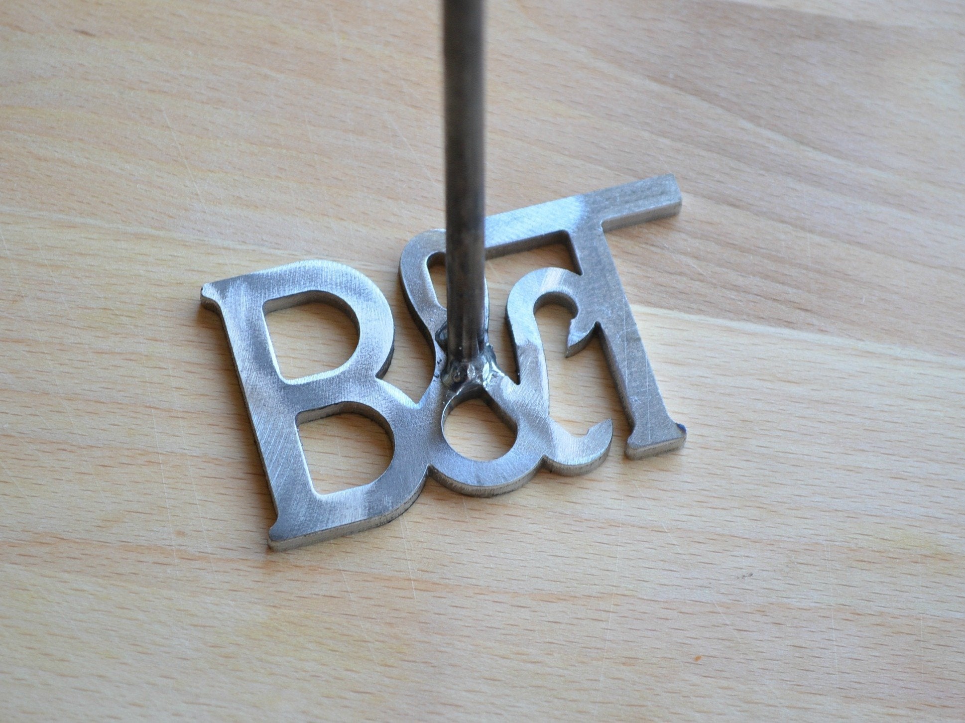 Branding iron with two initials and ampersand for personalized gifts