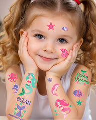Mermaid themed party tattoos for under the sea celebrations