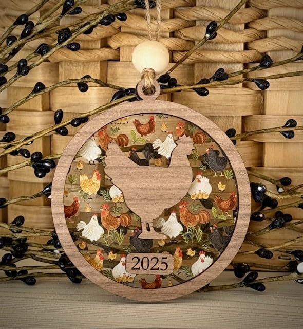 Gift box included two-layer walnut wood ornament for Christmas decor