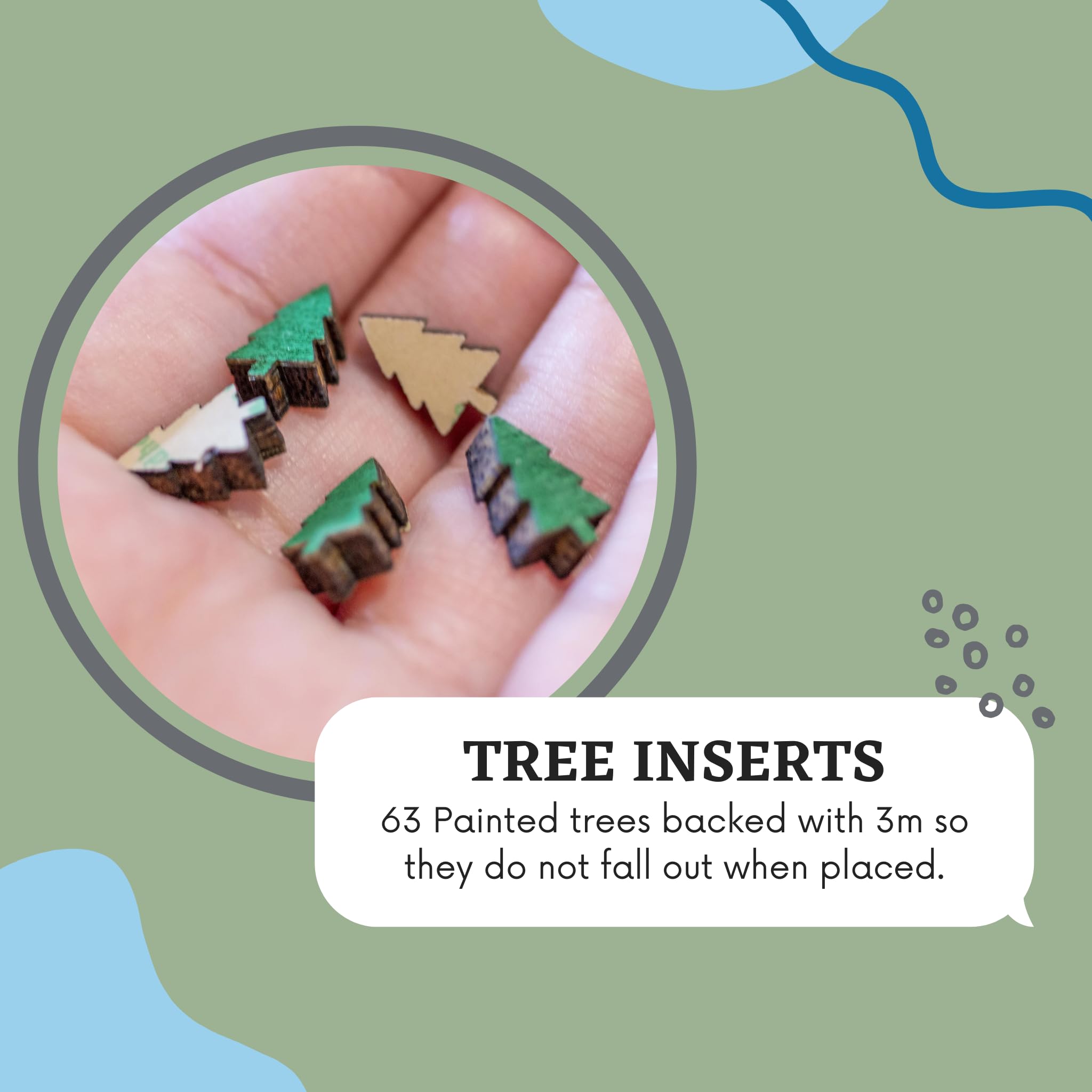 Two-layer stained wood map with hand-stained trunk background