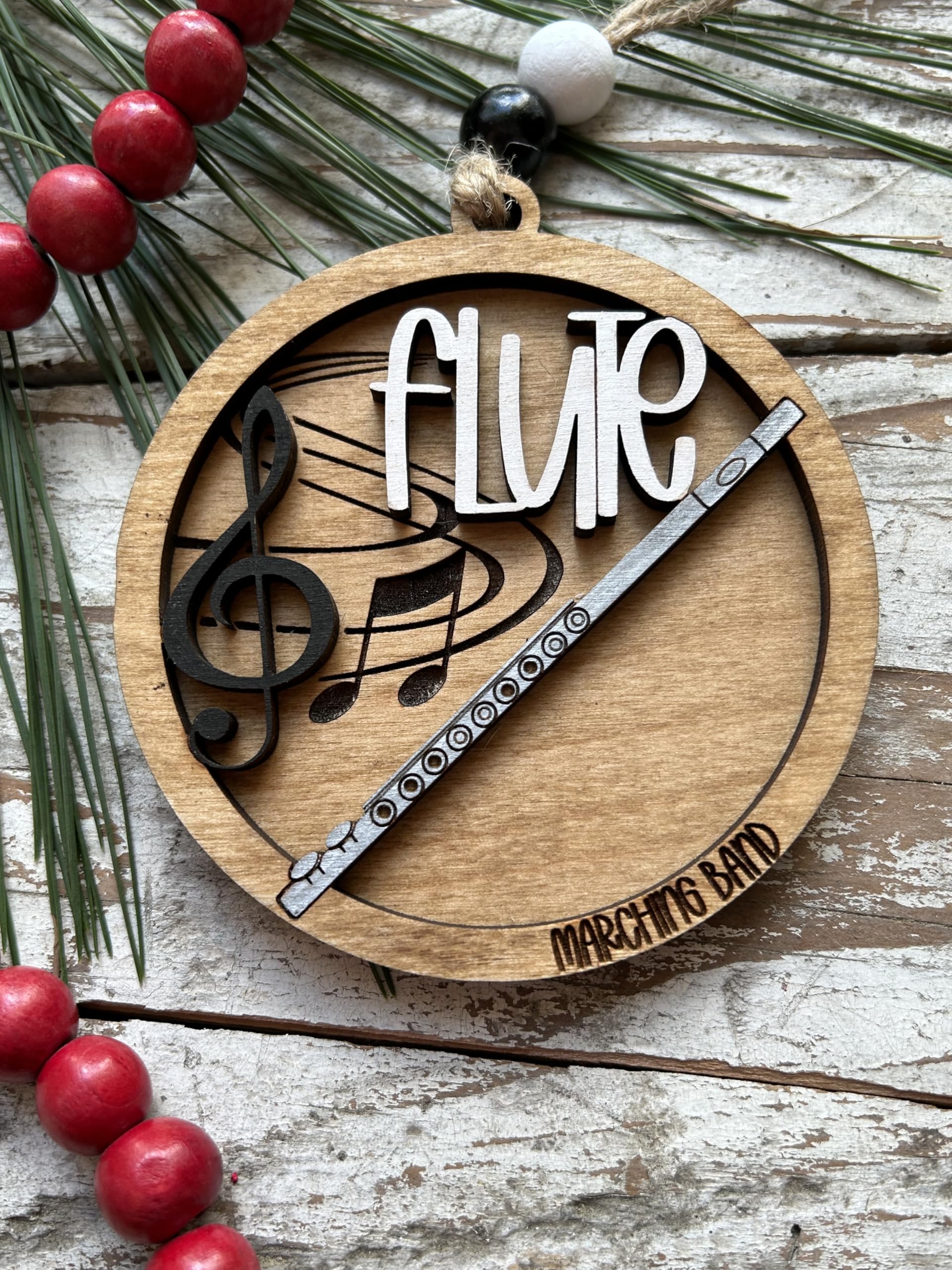 Handpainted two-layer wood ornament made in North Carolina
