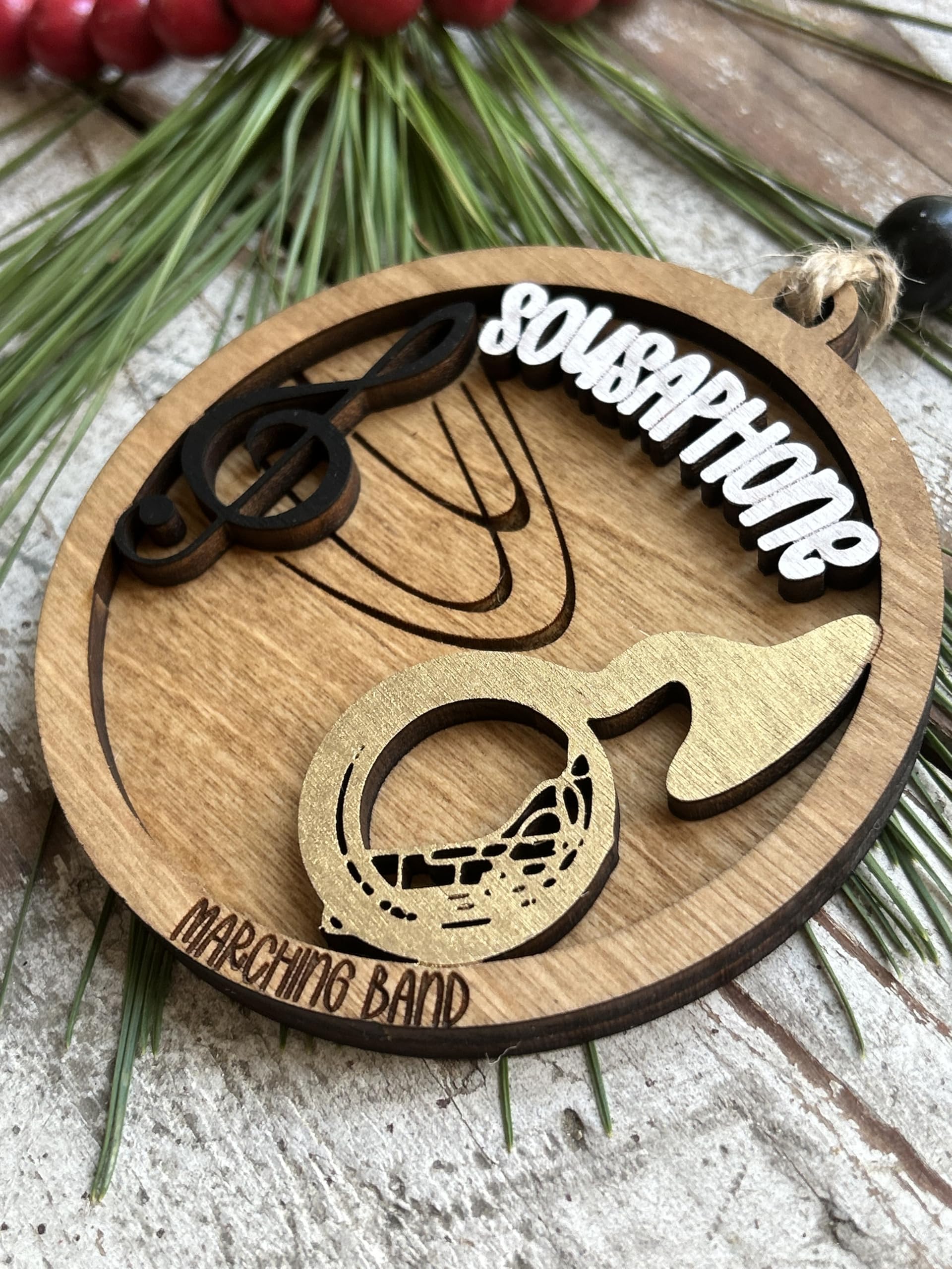 two-layer wood ornament sousaphone design