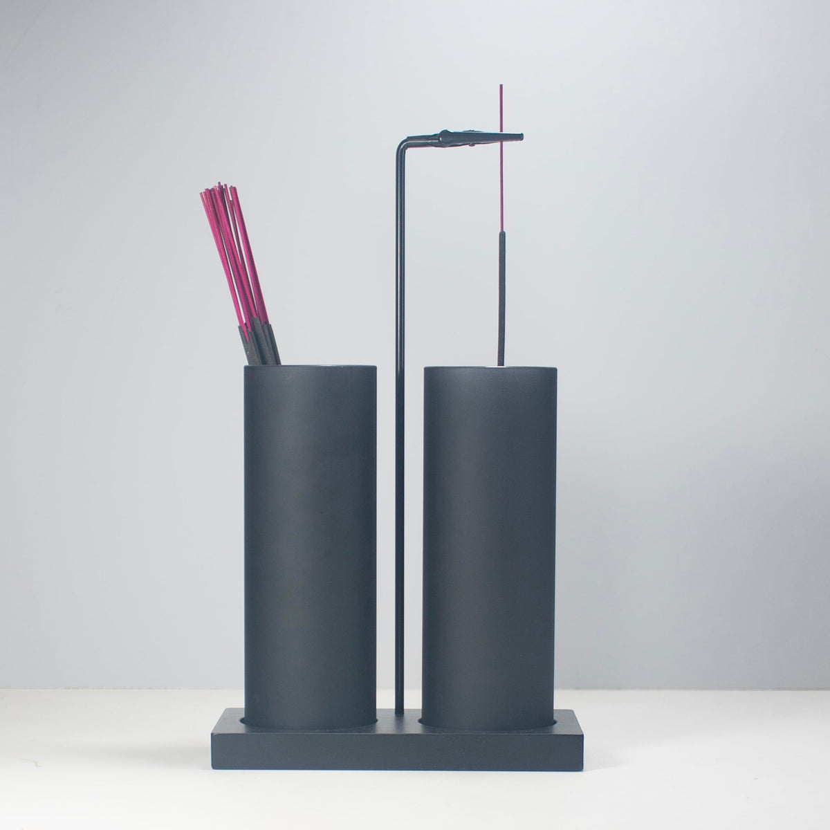 2 in 1 Incense Holder for Sticks two long black glass cups for storage and ash catcher