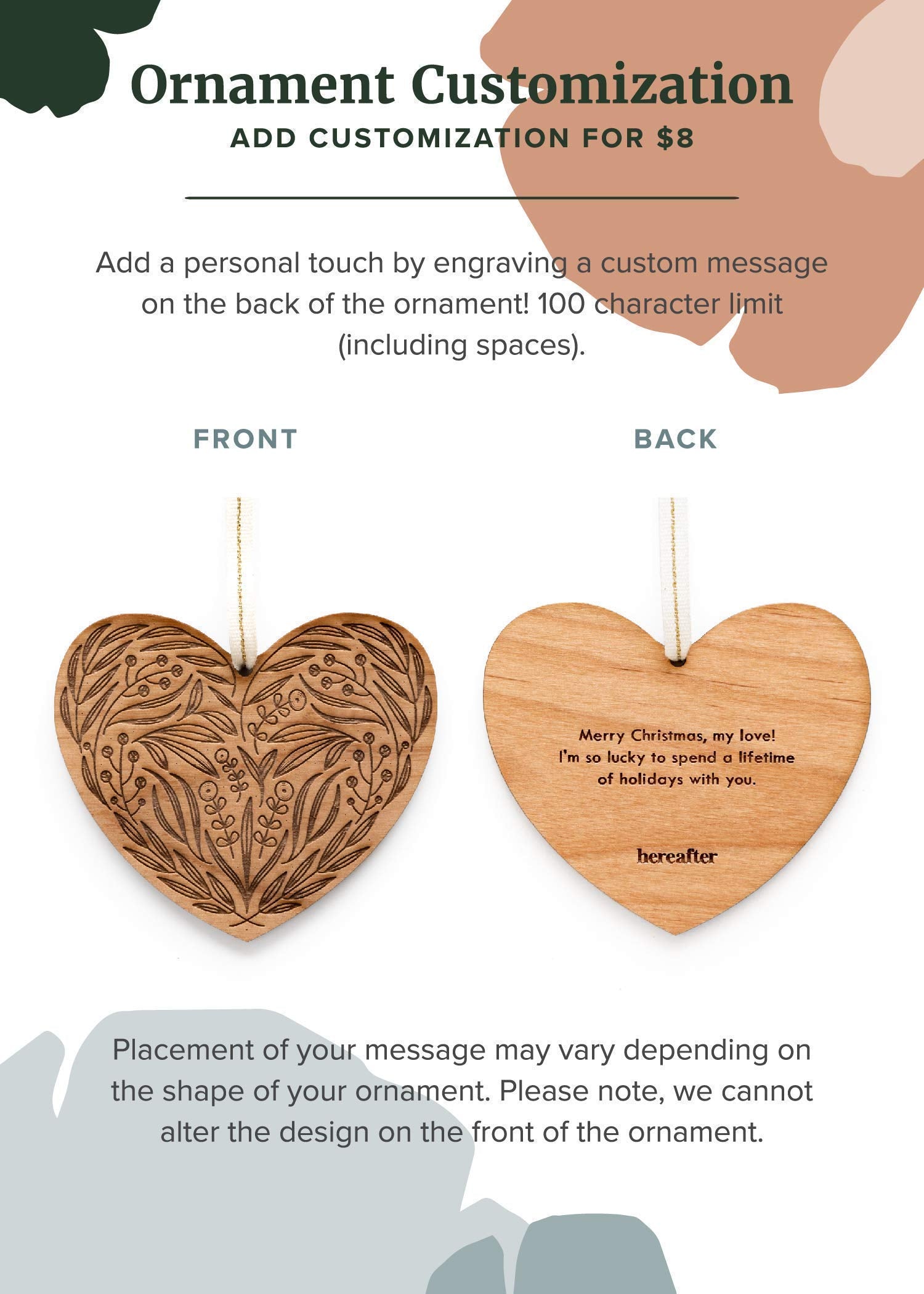 Laser-cut wooden ornament with sustainable materials