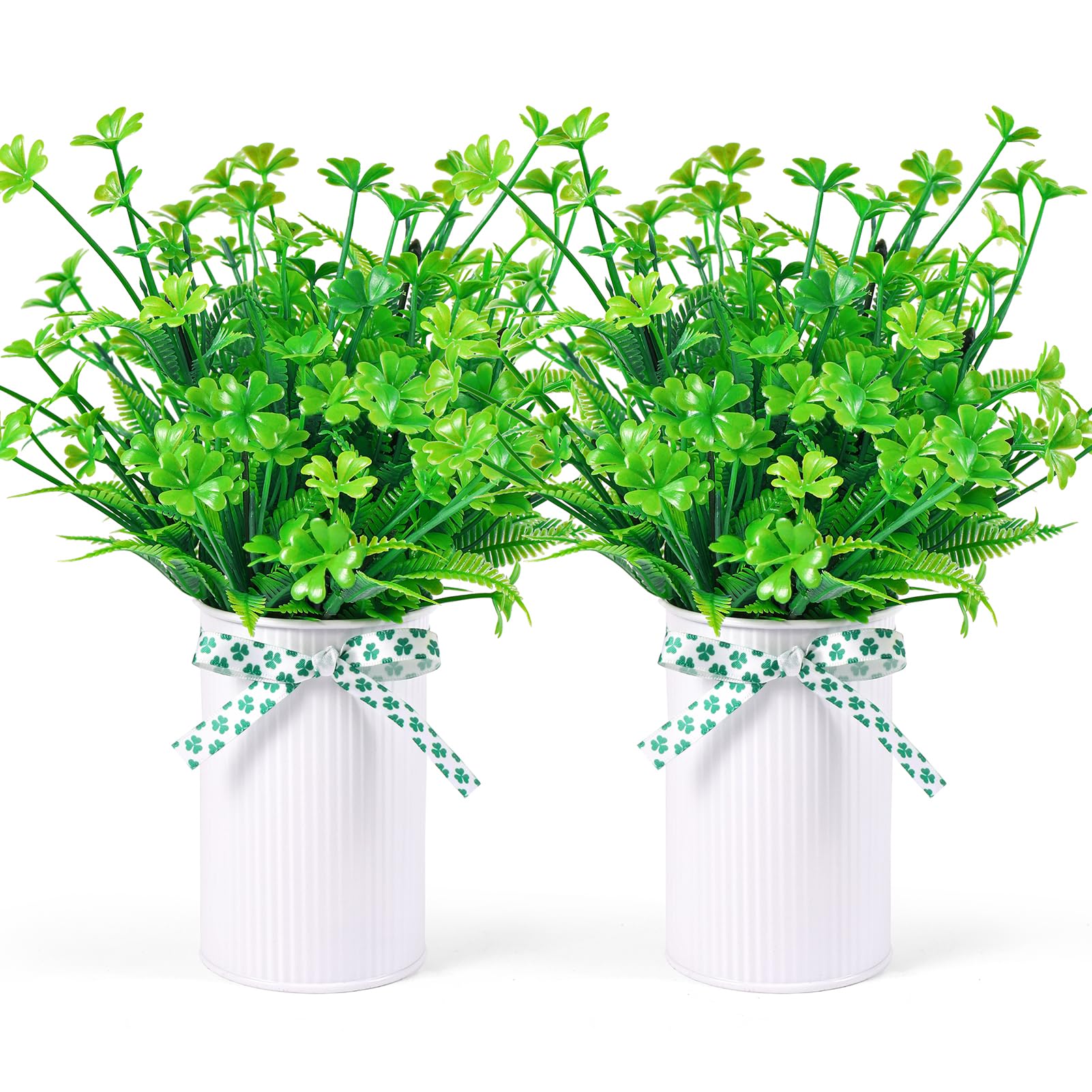 Two pack artificial clover plants for mason jar centerpiece