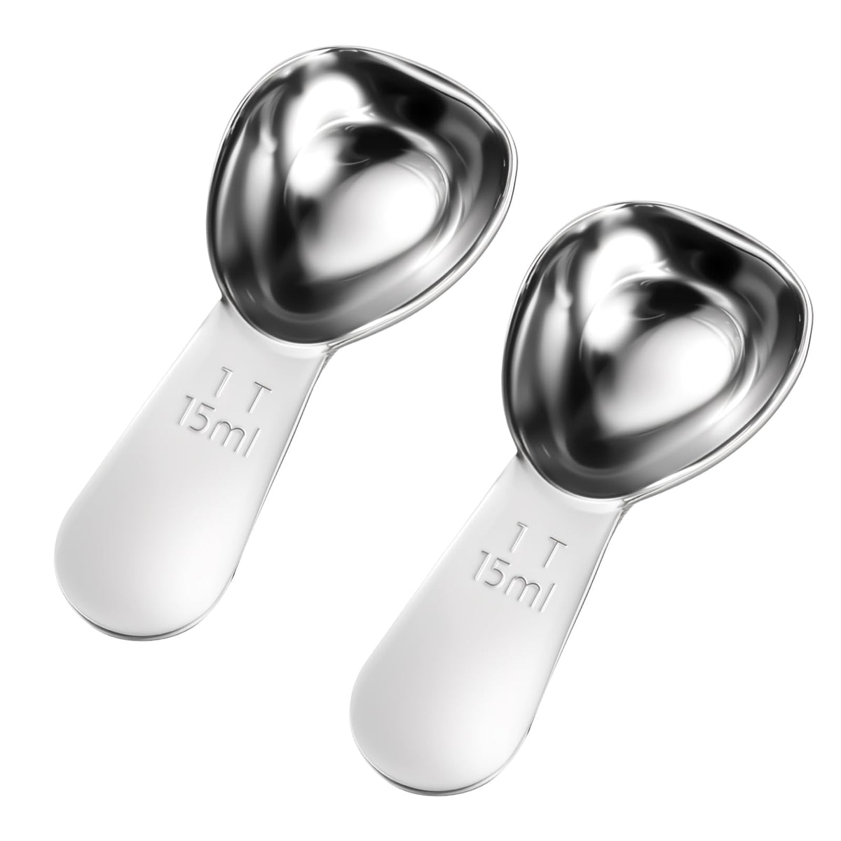 Two pack stainless steel coffee measuring spoon set in silver