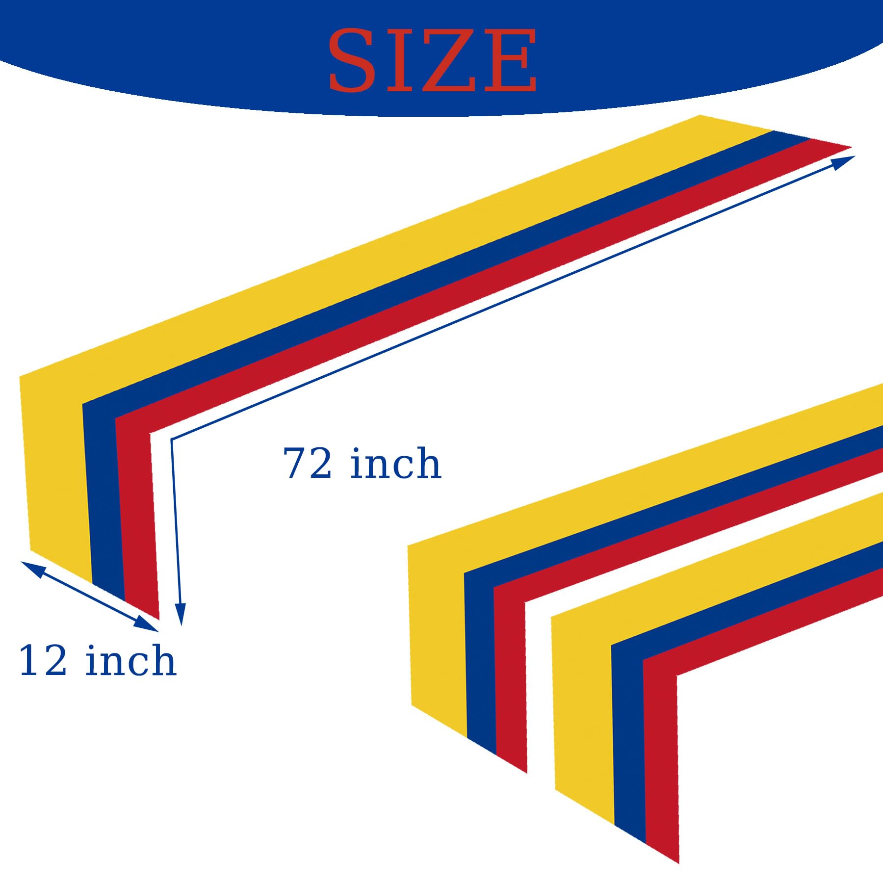 Colombia flag table runner 12x72 inches in yellow blue red