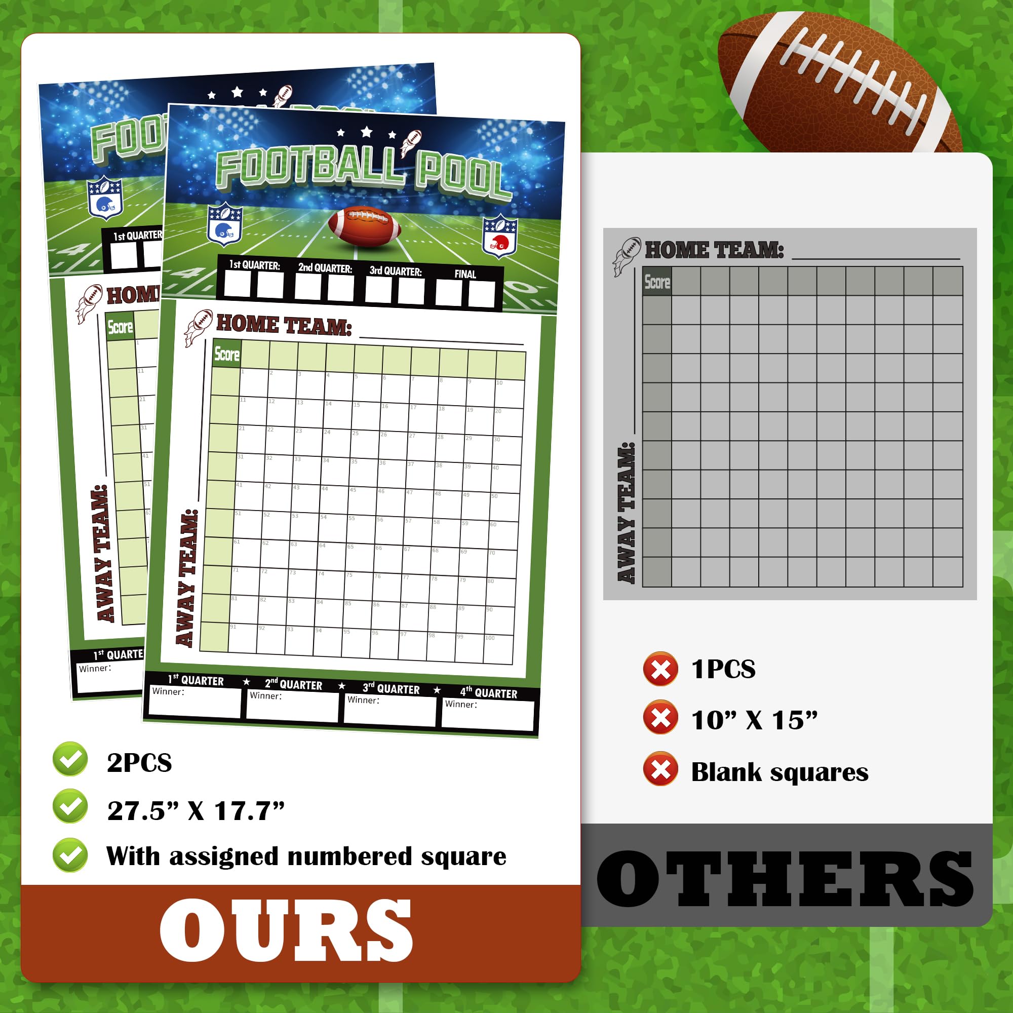 Two-pack football pool poster for football events