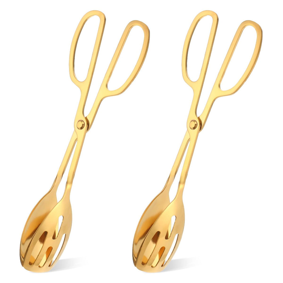 Two-pack gold serving tongs stainless steel 10 inches long