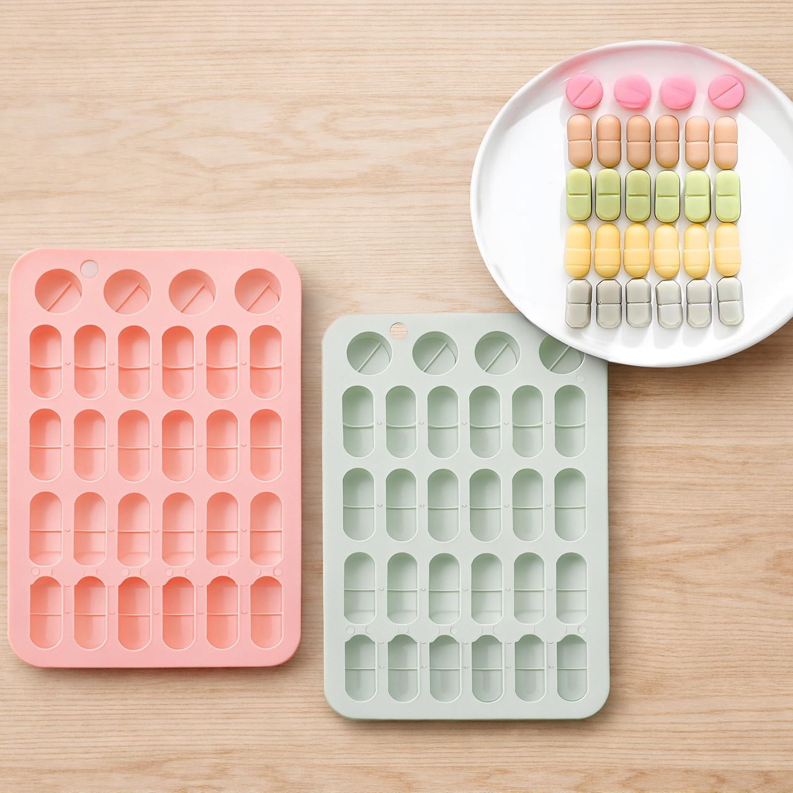 Capsule shaped pill mold set for precise portion control