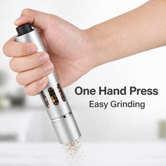One hand push operation on salt and pepper grinders