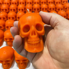 Orange skull candles for spells two piece set height 2.36 inches