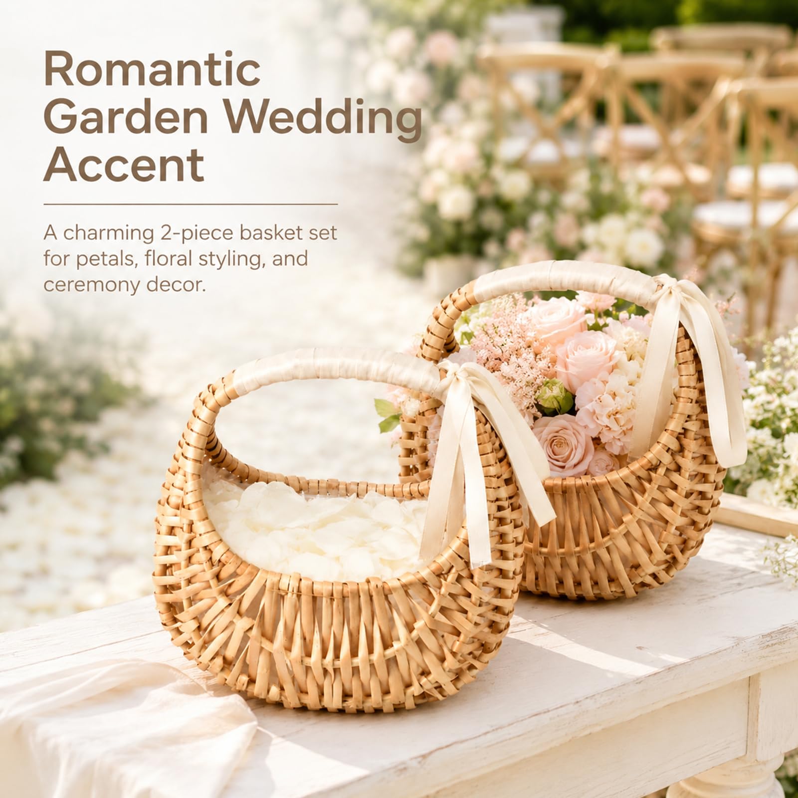 Willow woven wicker basket for weddings