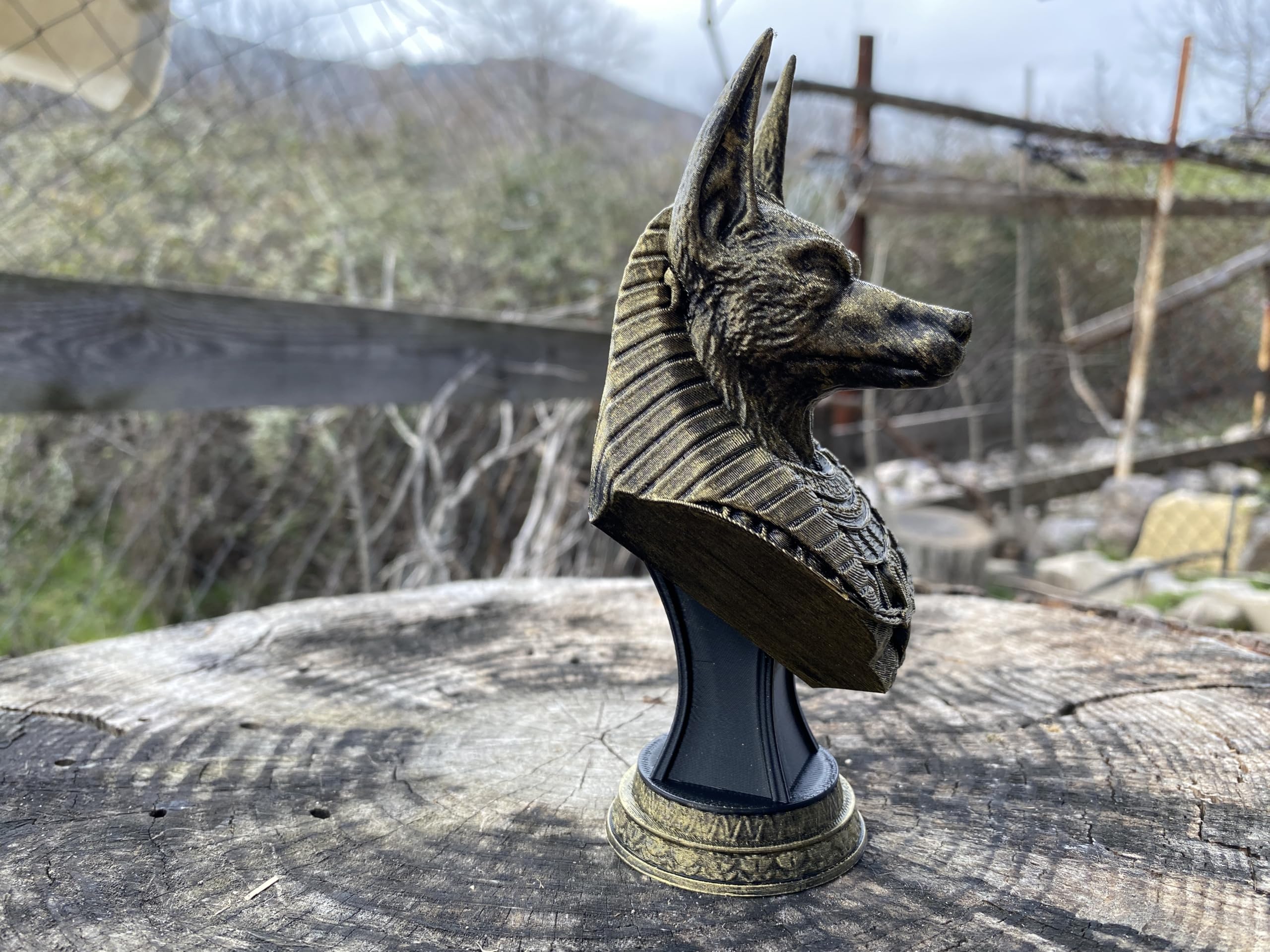 Two-piece assembly Anubis bust statue