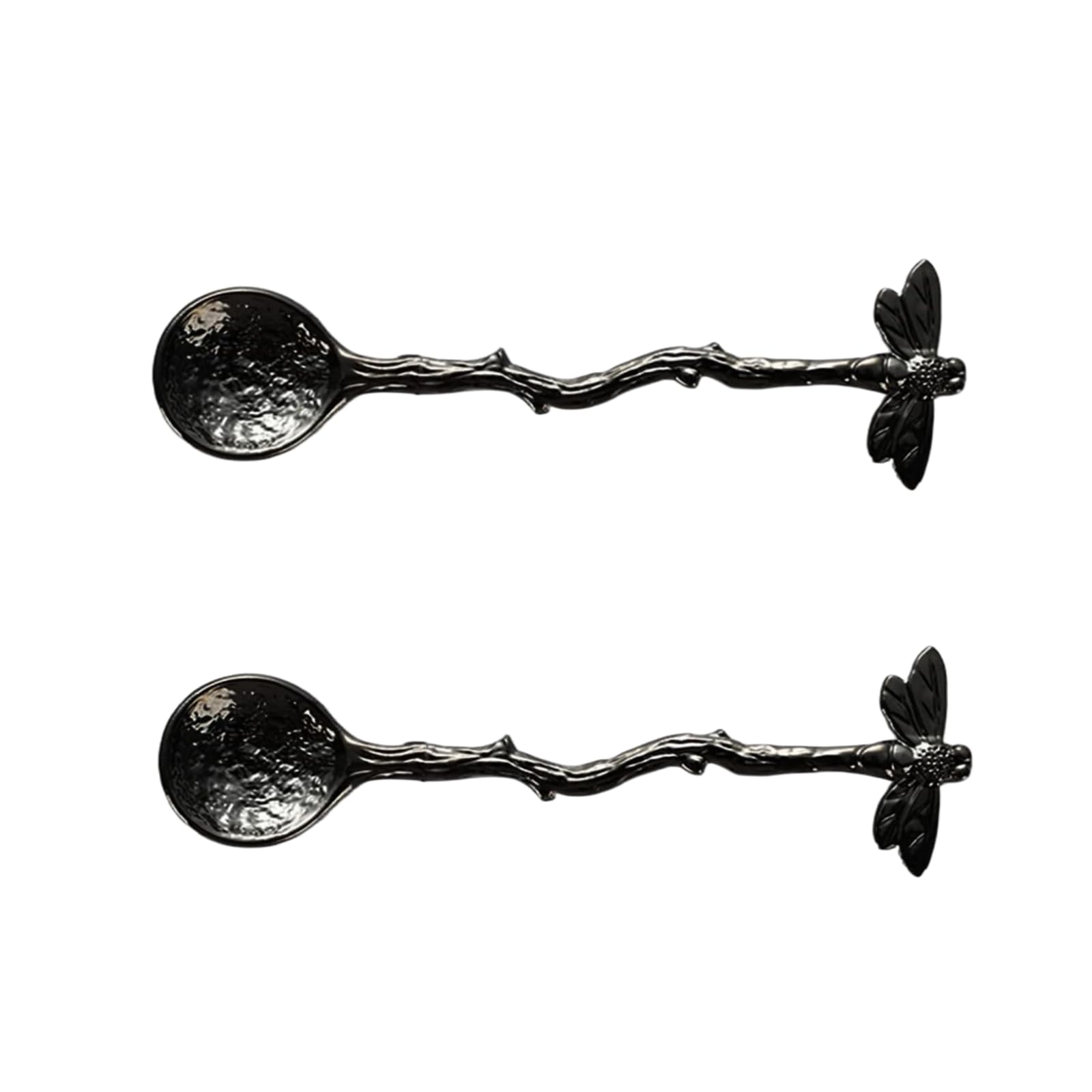Two-piece dragonfly spoon set in antique bronze finish