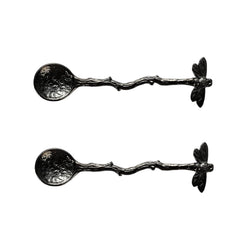 Two-piece dragonfly spoon set in antique bronze finish