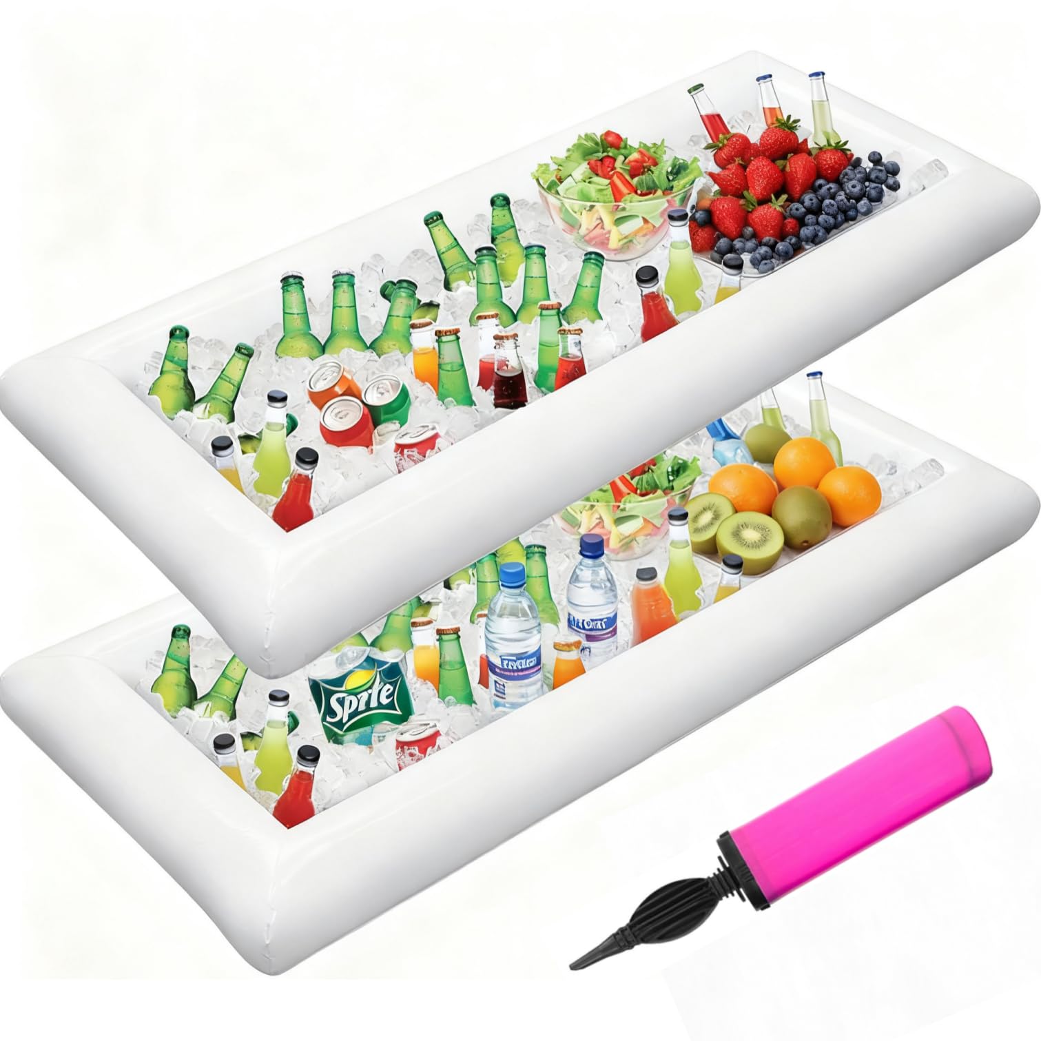 Two-piece inflatable serving bar set for pool party use