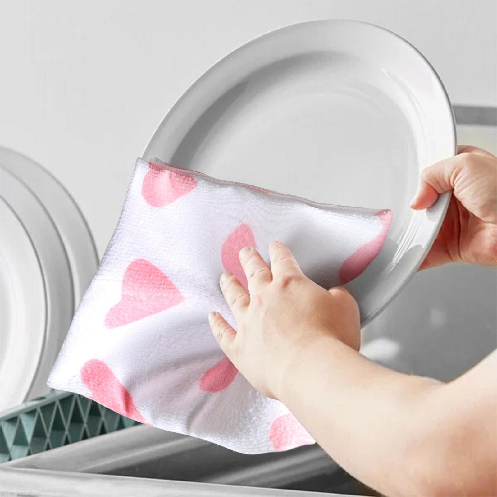 MEYUEWAL kitchen towels two-pack with hearts