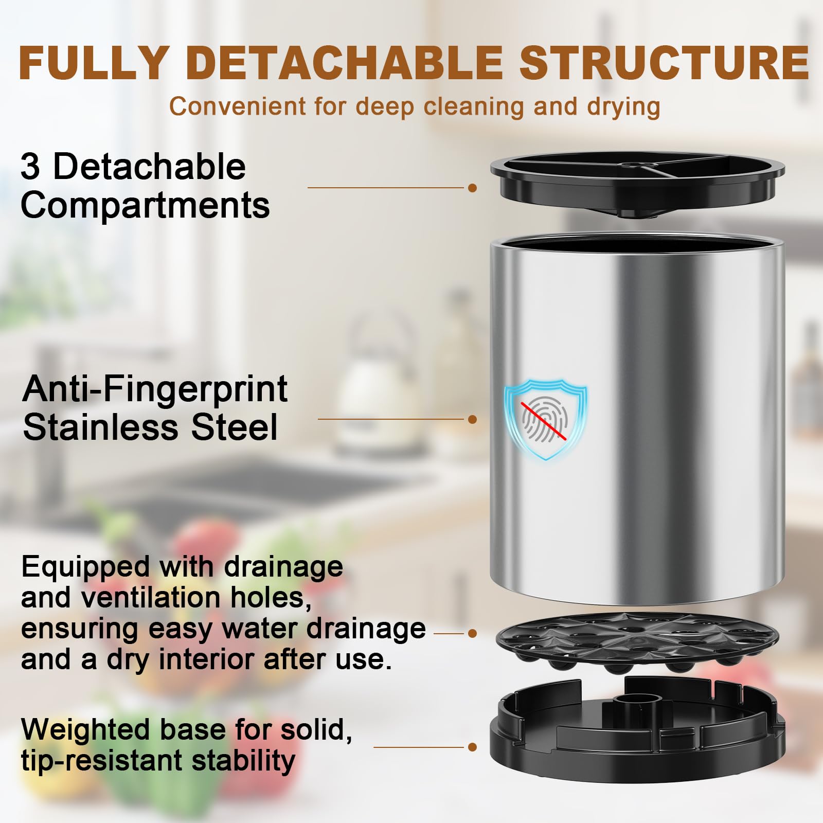 Non-slip base with drainage holes on utensil holder