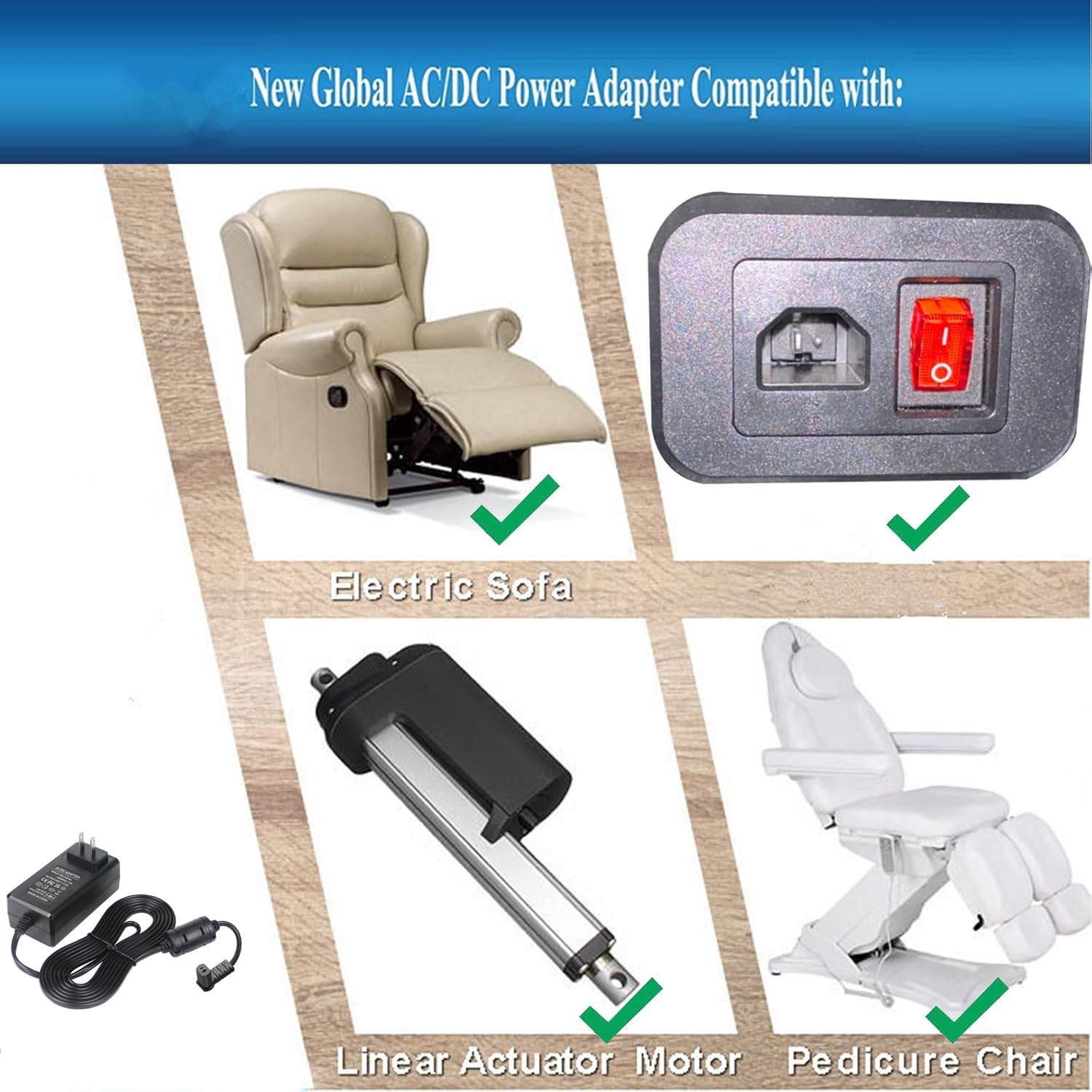 L-shaped adapter included with power supply