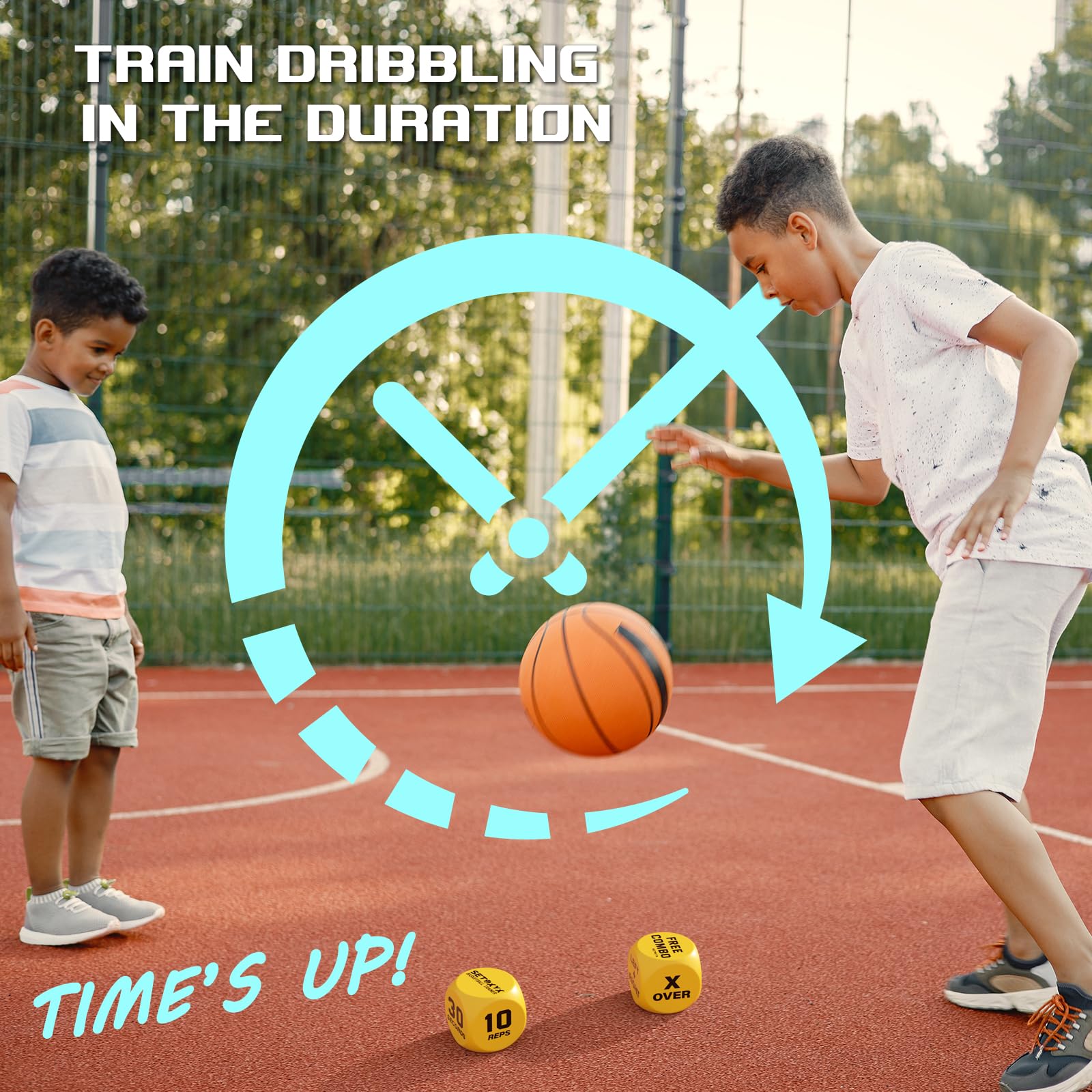 Two-player basketball training with dice set