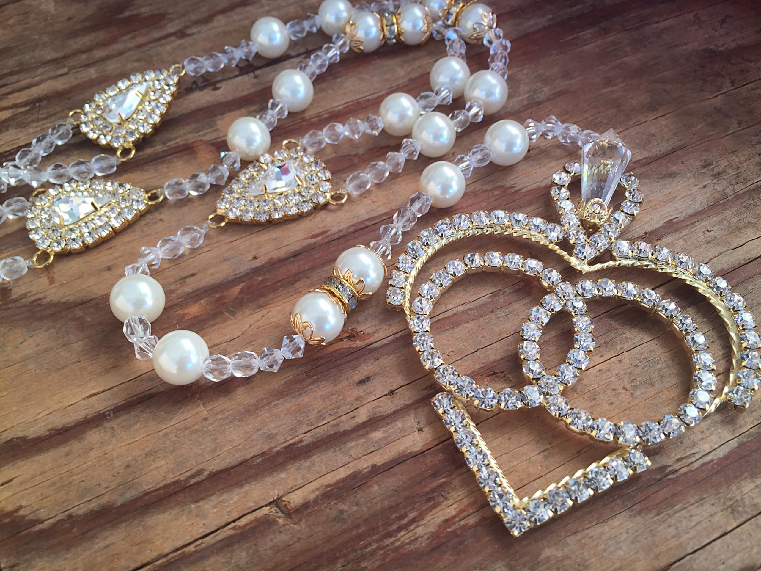Two rosaries joined by rhinestone center pieces