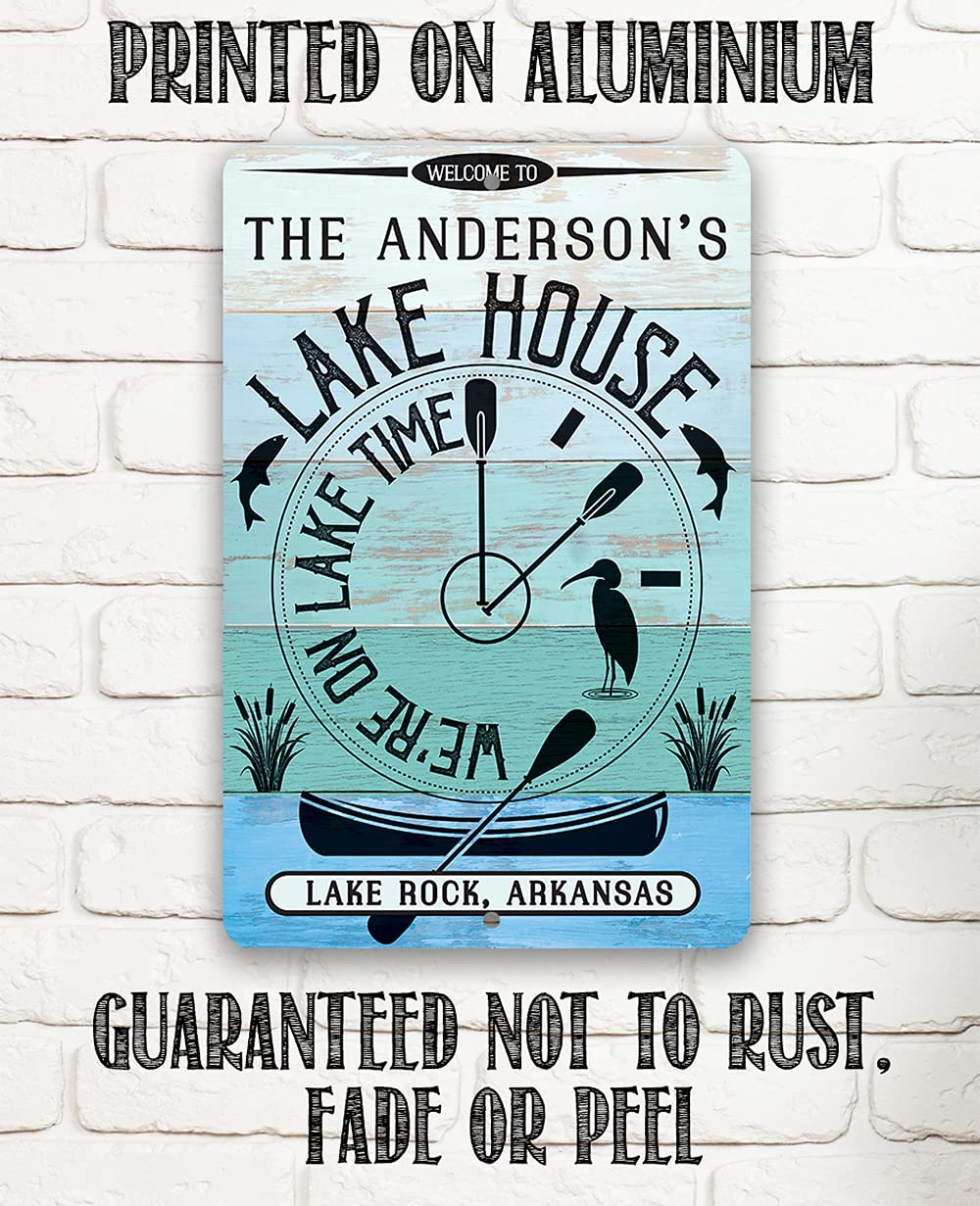Two screw holes for easy hanging on lake time sign
